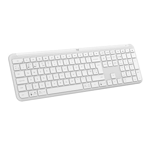 Image of Logitech Signature Slim K950 Wireless Keyboard, Sleek Design, Switch Typing Between Devices, Quiet, Bluetooth, Multi-OS, Windows, Mac, Chrome, QWERTY UK Layout, White