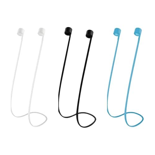 Image of 4-Pack AirPods Pro 2/1 and 1/2/3 Retaining Strap - 70 cm Holder Band for Sports and Everyday Use (Black, White, Blue)