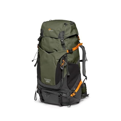 Image of Lowepro PhotoSport PRO BP 55L AW IV Recycled Fabric Backpack for SLR Cameras, Front/Rear Access, Removable Camera Insert, Accessory Straps, Size M/L, Dark Grey/Green