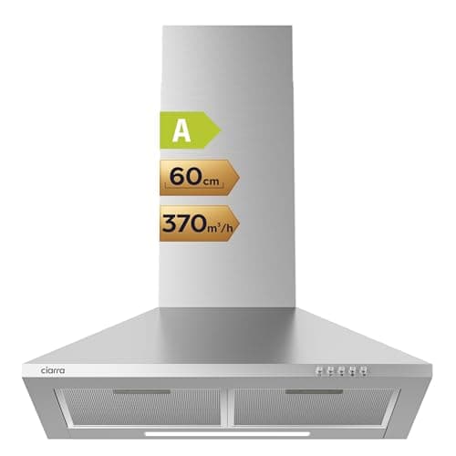 Image of CIARRA CAS6201A Cooker Hood 60cm Stainless Steel Chimney Range Hood 600mm Recirculating Duct Kitchen Ventilation Extractor Fan