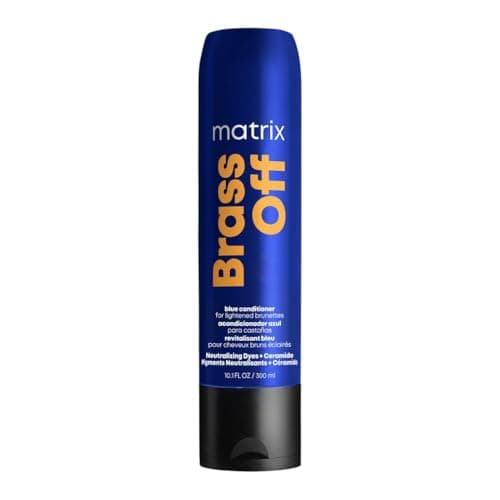 Image of Matrix Brass Off Pigmented Blue Conditioner, Neutralises Brassy and Orange Undertones while Strengthening, 300ml, For Lightened Brunette and Balayage Hair