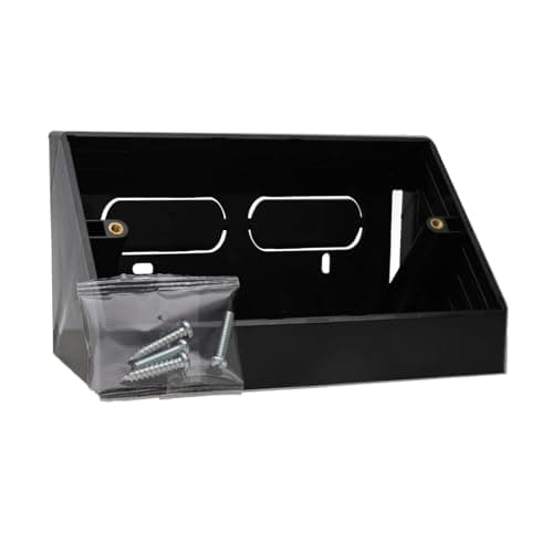 Image of kenable Double Gang Angled Back Box for Desk/Bench Mounting | 146mm x 85mm UK Faceplate Compatible | Cable Management Solution | Black