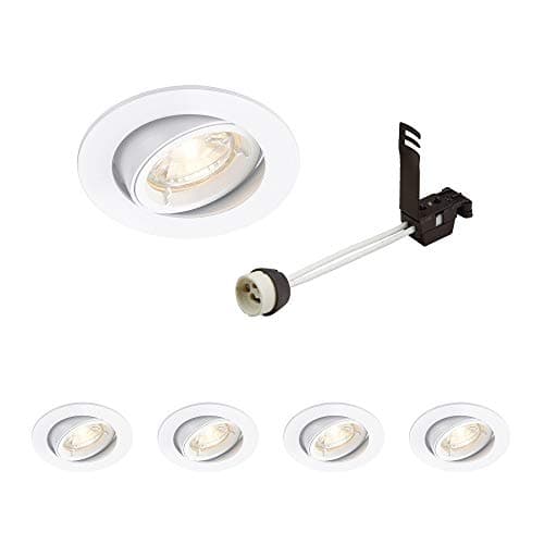 Image of CAST Recessed Lighting - Mains Powered LED Spot Lights Downlights for Ceiling - IP20 Rated GU10 Fitting for Halogen or LED - Matt White Finish, Adjustable Tilt Version – Pack of 4