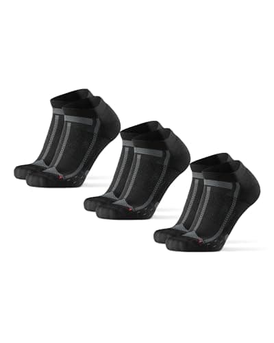 Image of DANISH ENDURANCE Cushioned Ankle Running Socks for Long Distances, Anti-Blister, Men & Women, Unisex, 3 Pack, Black/Grey, 9-12