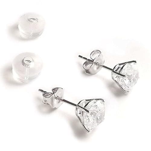 Image of Valentines HANDMADE Diamond Solitaire Earrings 2 carat White Gold Diamond Studs 18k SOLID Gold Round Cut Diamond Stud Earrings Jewelry gift for Sister Wedding present for grand daughter Bridal shower