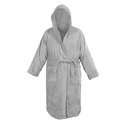 Image of Sapphire Collection Men's and Ladies Unisex 100% Egyptian Cotton Terry Towelling Hooded Shawl Collar Bathrobe Spa Gym Bath Towel Robe Size Small/Medium (Silver)