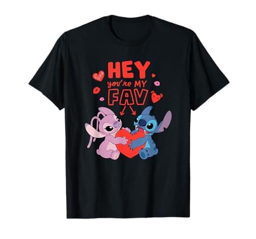 Image of Disney Stitch & Angel Hey You’re My Fav Love Valentine’s Day T-Shirt