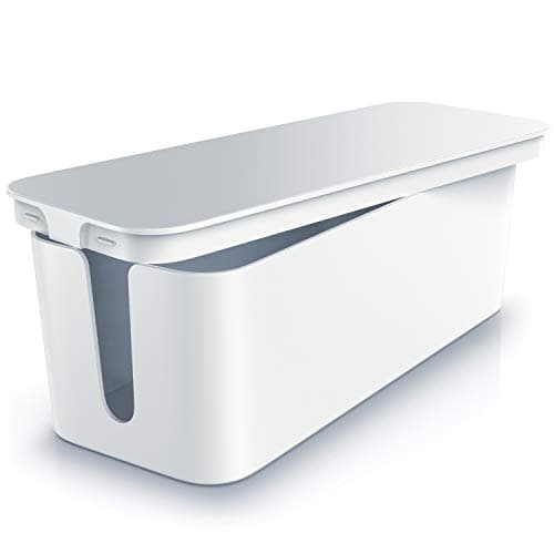 Image of Bearware - Cable Tidy Box - Cable Management Box - Cable Organizer - Cable Box - Box for covering cables - Multiple Socket Organizer - Handy Charging Box - White