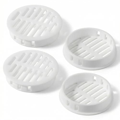 Image of 2 Inch Round Plastic Soffit Vents, 4 PCS 50mm White Soffit Vent Cover Plastic White Circular Air Vent Grille Flows Air for Bathroom Home Office Kitchen Shoe Cabinet Wardrobe