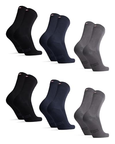Image of DANISH ENDURANCE Bamboo Socks, Breathable Anti Sweat Socks, for Men & Women, Unisex, 6 Pack, Multicolour (2 X Black, 2 X Navy, 2 X Grey), 13-15