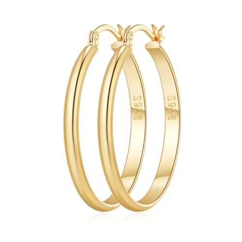 Image of RANKEEF Gold Hoop Earrings For Women Large Gold Hoop Earrings Lightweight Chunky 14K Real Gold Plated