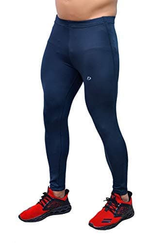 Image of DECISIVE Fitness Men's Full Length Running Tights Gym Fitness Sportswear, Black, Navy-Blue, M