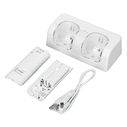 Image of ciciglow Controller Charging Dock, Remote Battery Charger with Power Cord Stable Portable Dual Charging Station Dock for Wii Game Remote Control Battery(white)
