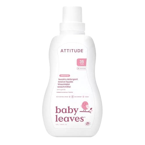 Image of ATTITUDE Baby Laundry Detergent Liquid, EWG Verified, Safe for Baby Clothes, Infant and Newborn, Vegan and Naturally Derived Washing Soap, HE Compatible, Unscented, 35 Loads, 1.05 Litres