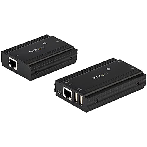 Image of StarTech.com 4-Port USB 2.0 Extender Hub over Single CAT5e/CAT6 Ethernet Cable (RJ45) - 330ft (100m) - USB Extender Hub Adapter Kit - Metal Housing - Externally Powered - 480 Mbps (USB2004EXT100)