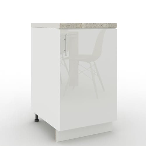 Image of JD Greta Adjustable Kitchen Base Unit - 500mm - Base Cabinet with Door & Worktop - White Gloss