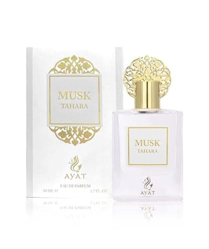 Image of AYAT PERFUMES White Tahara Musk 50ml - Oud Arabic 100% Oil Without Alcohol Halal Musk For Men and Women Attar Long Lasting Roll-On Bottle Notes: Musk, Rose, Vanilla, Honey