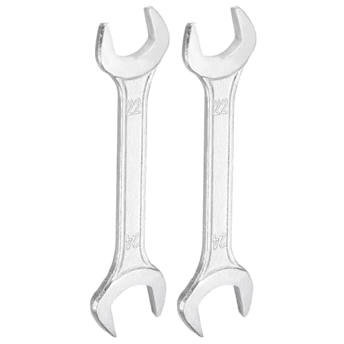 Image of sourcing map 2pcs Double Open End Wrench 22mm x 24mm Metric 15 Degree Offset Angle Small Flat Head Wrench Galvanizing Open Ended Spanner for Automotive Repair Furniture Assembly