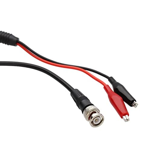 Image of kenable BNC Plug Test Measurement Lead with 2 x Crocodile Clips Black & Red Cable 2m [2 metres]