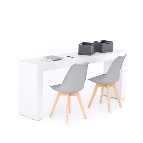 Image of Mobili Fiver, Evolution Desk 180x40, White with Two Legs, Made In Italy