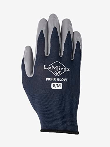 Image of LeMieux Unisex Flexible Work Gloves in Navy with Coated Fingers and Palm - Puncture & Abrasion Resistant - Comfortable Fit Hand Cover - Medium
