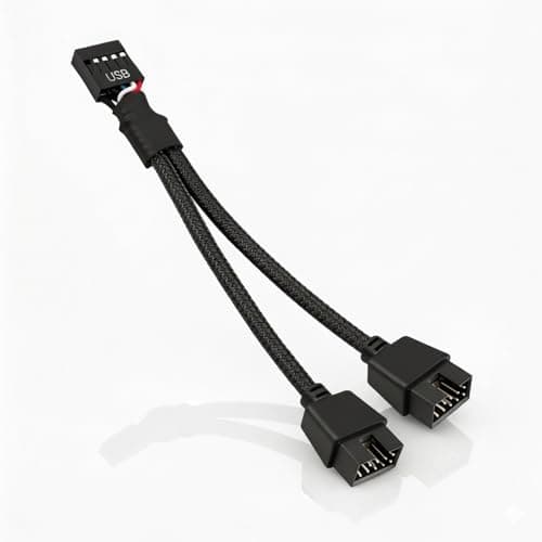 Image of Zhowyeemeng USB 2.0 9-Pin Header Splitter Cable, Internal Motherboard USB 2.0 Extension, Female to Dual Male 9-Pin Connector, Shielded & Nylon Braided for PC Build – UK Stock