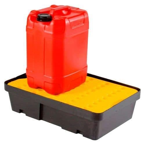 Image of Horison Industries Spill Containment Trays, 80x60x15.5 cm, 210kg Large 40L Oil Absorbent Plastic Drip Pan with Grating, Chemical Spills Drip Tray for Drums, Leaks, Workshops, Garages & Industrial Uses