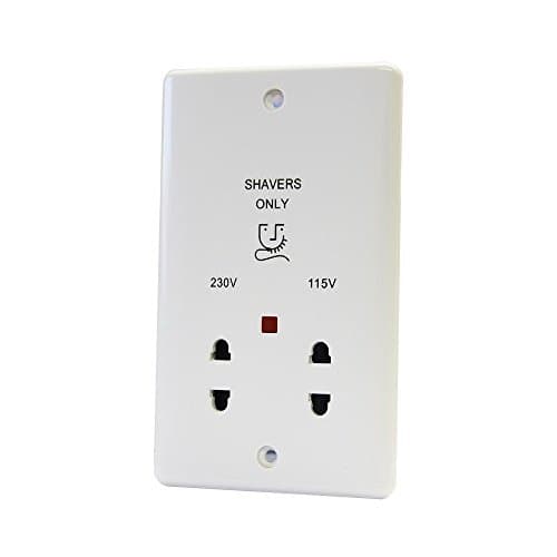Image of Dual Voltage 115-230V Shaver Socket White