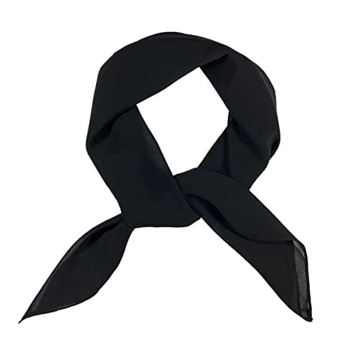 Image of WESTEND CHOICE Square Chiffon Scarves Women Plain Neck Scarf 50s Retro lightweight Bandana Wrap Square women's scarves 65 x 65 cm (Black)