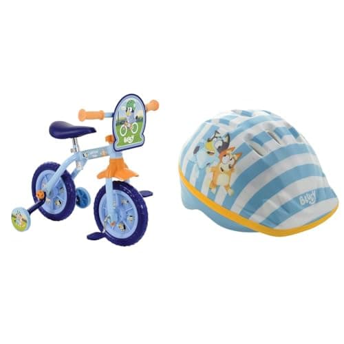 Image of Bluey 2-in-1 Training Bike - 10 Inch, Officially Licensed, Vibrant Decals, Sturdy Frame, Adjustable & Kids Bike Helmet Officially Licensed Character Design Robust EPS Inner Material