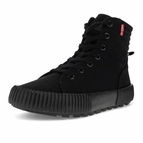 Image of Levi's Womens Olivia CVS Canvas Hightop Fashion Sneaker Shoe, Black Monochrome, 6 UK