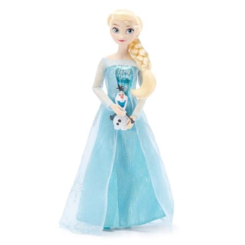 Image of Disney Store Official Elsa Classic Doll for Kids, Frozen, 30cm/12”, Fully Posable Toy with Sparkling Ice-Blue Gown & Surprise Character Friend - Suitable for Ages 3+