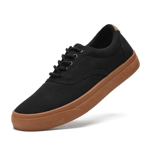 Image of Mens Canvas Shoes Low Top Sneaker Casual Trainers Lace Up Thick Sole Breathable Fashion Plimsolls Pumps Tennis Shoes for Men(Black Brown 270)