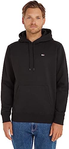 Image of Tommy Jeans Men's Tjm Regular Fleece Hoodie Dm0dm09593 Hoodies, Black, XS