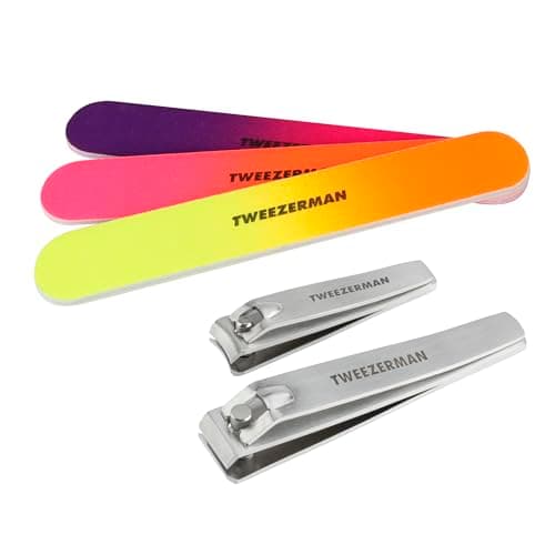 Image of Tweezerman Neon Nail Kit, Includes Fingernail Clippers, Toenail Clippers, & 3 x Neon Professional Files, (Pack of 5)