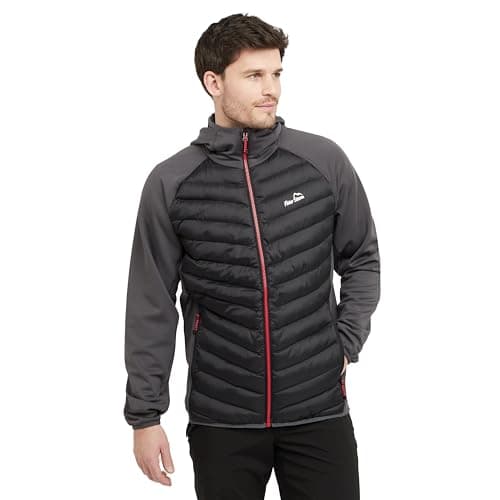 Image of Peter Storm Men's Active Hybrid Jacket with Hood and Zipped Pockets, Water Repellent, Insulated & Lightweight Athletic Coat (UK, Alpha, M, Regular, Regular, Black)