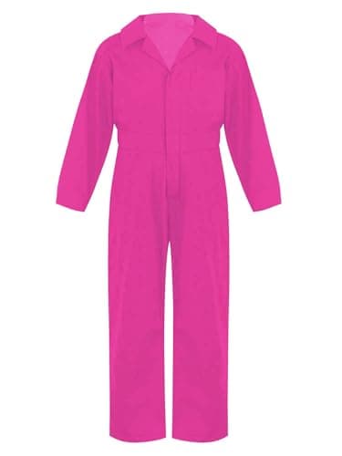 Image of Miutii Kids Boys Girls Cargo Coveralls Long Sleeve Zipper Overalls Mechanic Costume Boiler Suit Jumpsuit Workwear Hot Pink 15-16 Years
