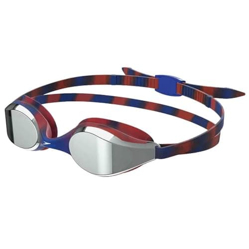 Image of Speedo Unisex-Youth Hyper Flyer Swimming Goggles| Comfortable Fit | Adjustable Design | Anti-fog | Anti-leak Goggles, Sna Navy/Red, One Size