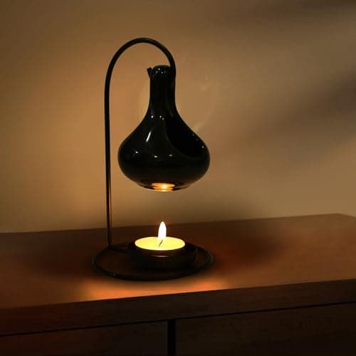 Image of WD&CD Hanging Cauldron Wax Melt Essential Oil Burner, Essential Oils and Fragrance Scented Melter, Aromatherapy Holder Candle Scented Diffuser Home Bedroom Decor, Black
