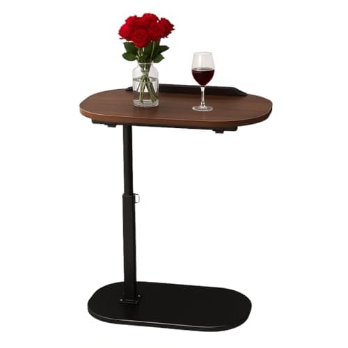 Image of AevQuas C Shaped Side Table, Adjustable Height 360° Swivel Tabletop That C Shaped End Table Space Saving Lifting Side Table for Living Room Bedroom Sofa Bed Bathtub Reading Study Coffee