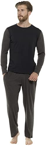 Image of MARK KLEIN Mens pyjamas loungewear sets pjs Nightwear Sleepwear mens pjs gifts for him dad cotton set pajamas for Man sets S M L XL XXL Black/Grey