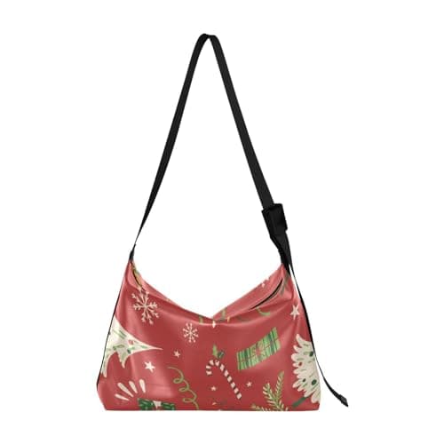 Image of Cross Body Sling Bag Christmas Tree Ornament Red Green Color Men Cute Purse Beauty Womens Large Tote Bag, Christmas Tree Ornament Red Green Color, 1 Size, Christmas Tree Ornament Red Green Color, 1