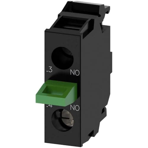 Image of Siemens 3SU1400-2AA10-1BA0 Contact Module with 1 Contact Element, 1NO, Screw Terminal, for Base MOUNTING, White