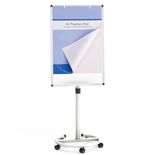 Image of VIZ-PRO ECO Magnetic Mobile Whiteboard, 90 X 60 cm, Easel Flipchart Stand Rolling Dry Erase Board with Paper Pads