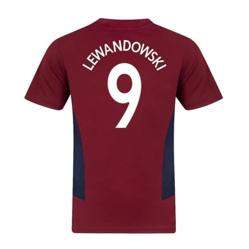 Image of FC Barcelona Boys Lewandowski 9 Poly T-Shirt Red 8-9 Years