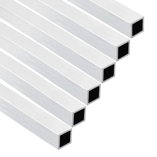 Image of sourcing map Aluminum Square Tubing,(10x10x1x407mm) 6063 Aluminum Square Tube Seamless Structural Metal Profile Hardware for Construction DIY Home Decor Furniture 6pcs