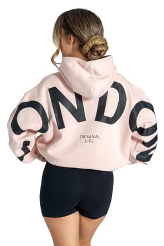 Image of Lang Horn London Hoodies for Women UK Oversized Sweatshirts Letter Print Pullover Hoodie Women With Pocket and Drawstring XS Pink