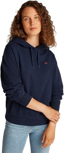 Image of Tommy Hilfiger Women’s Contrast Flag Regular Fit Hoodie, Blue (Dark Night Navy), XL