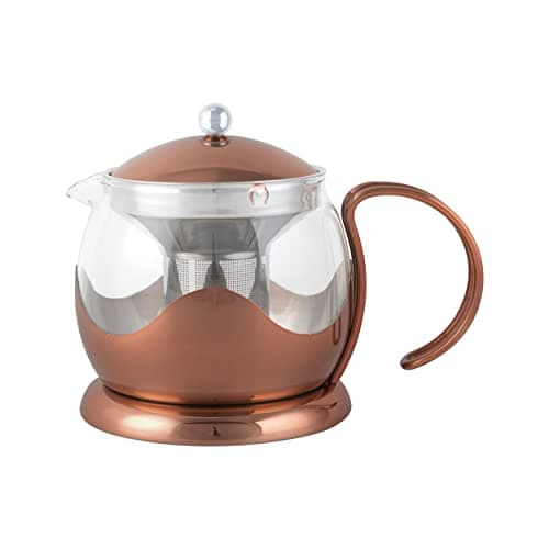 Image of La Cafetière Teapot Glass Loose Leaf Teapot with Infuser, 1.2 L, Copper