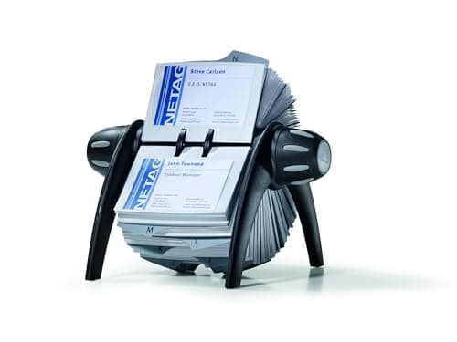 Image of Durable Visifix Flip Rotary Business Card Holder | Includes 200 Pockets for Holding 400 Cards | Includes A-Z Index | Made from Plastic